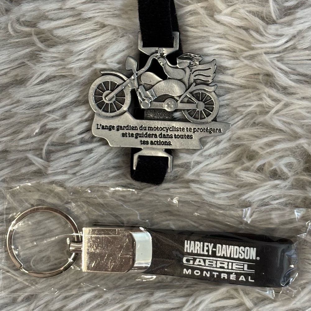 Harley-Davidson Silver and Black Key Holder and Guardian Angel Bike Clip